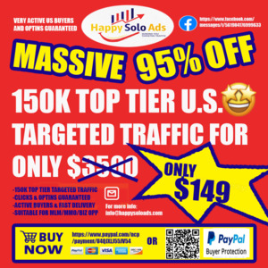 Thumbnail of OVER 150K TOP TIER TARGETED TRAFFIC- MASSIVE SALE 95%OFF - ACTIVE BUYERS AND OPTINS GUARANTEED.